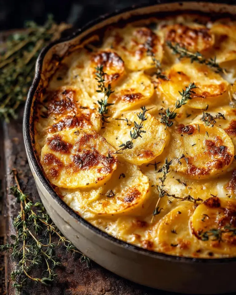 Delicious grilled scalloped potatoes on a barbecue grill.