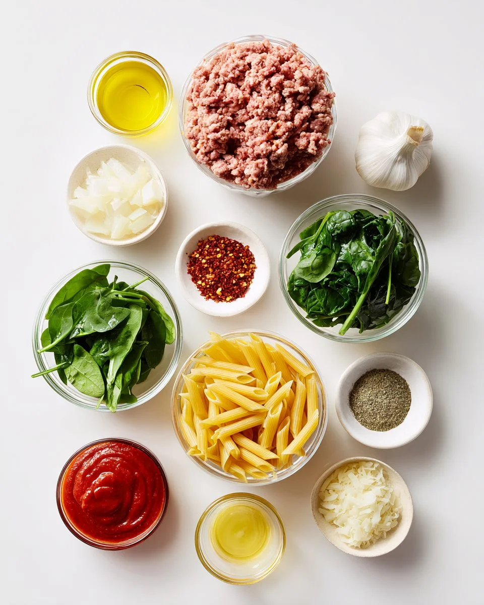 Ground Turkey and Spinach Penne