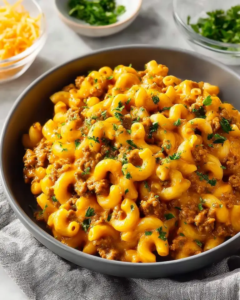 One-Pot Ground Turkey Hamburger Helper dish served in a bowl