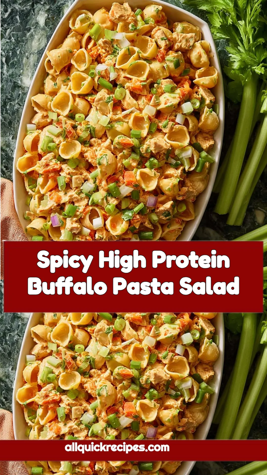 Spicy High Protein Buffalo Pasta Salad