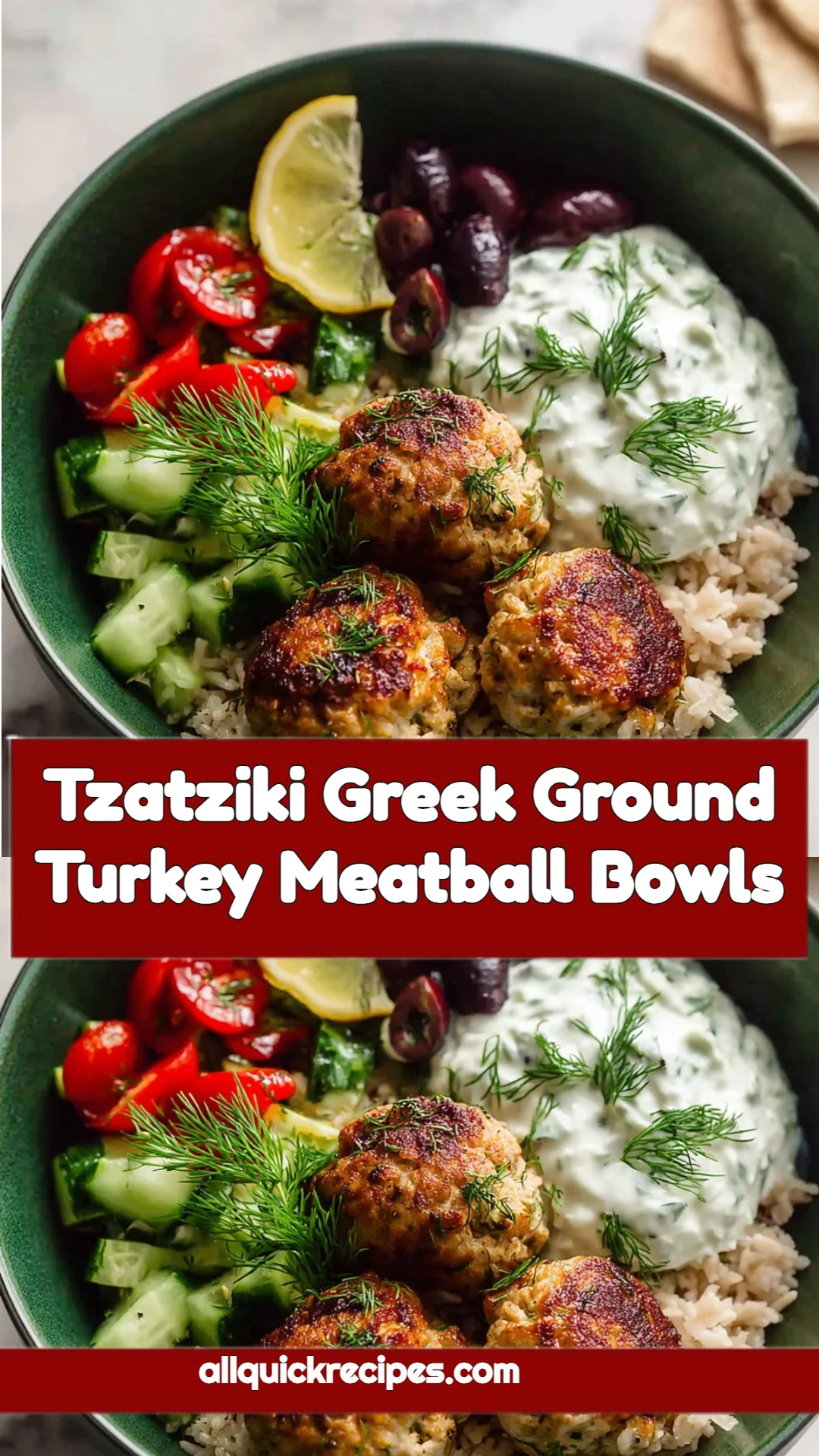 Tzatziki Greek Ground Turkey Meatball Bowls