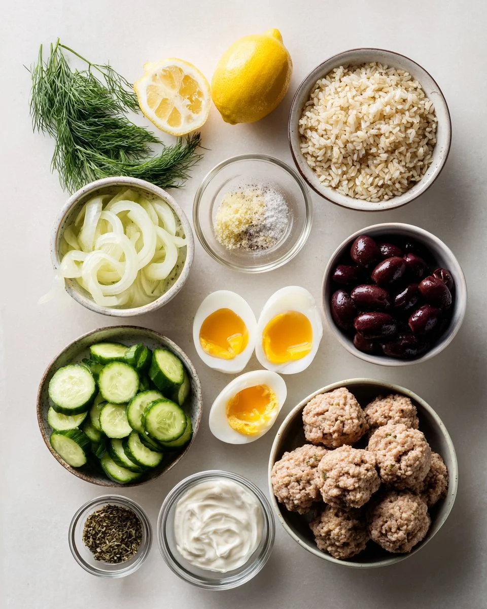 Tzatziki Greek Ground Turkey Meatball Bowls