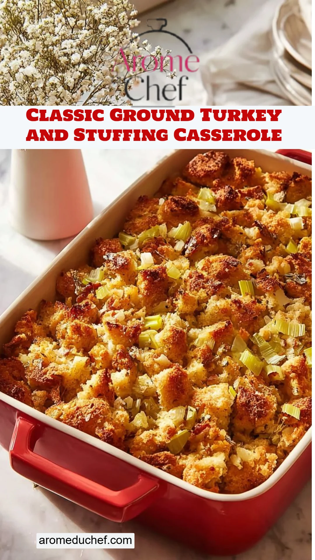 Classic Ground Turkey and Stuffing Casserole