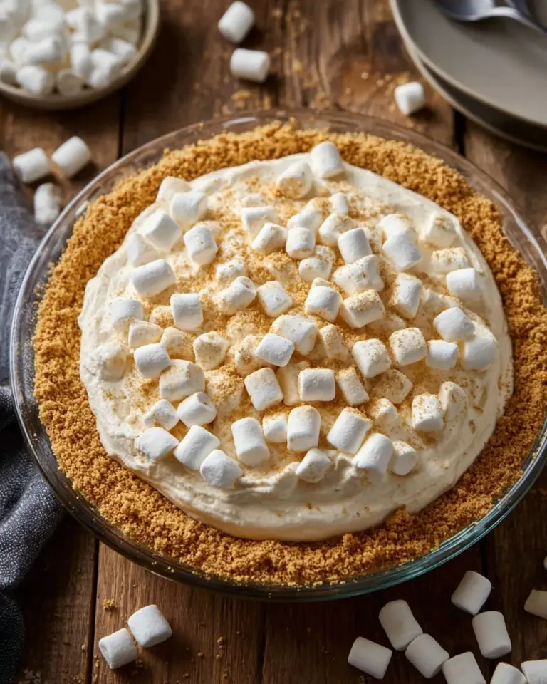 Delicious slice of Marshmallow Cream Cheesecake topped with fluffy cream and marshmallows