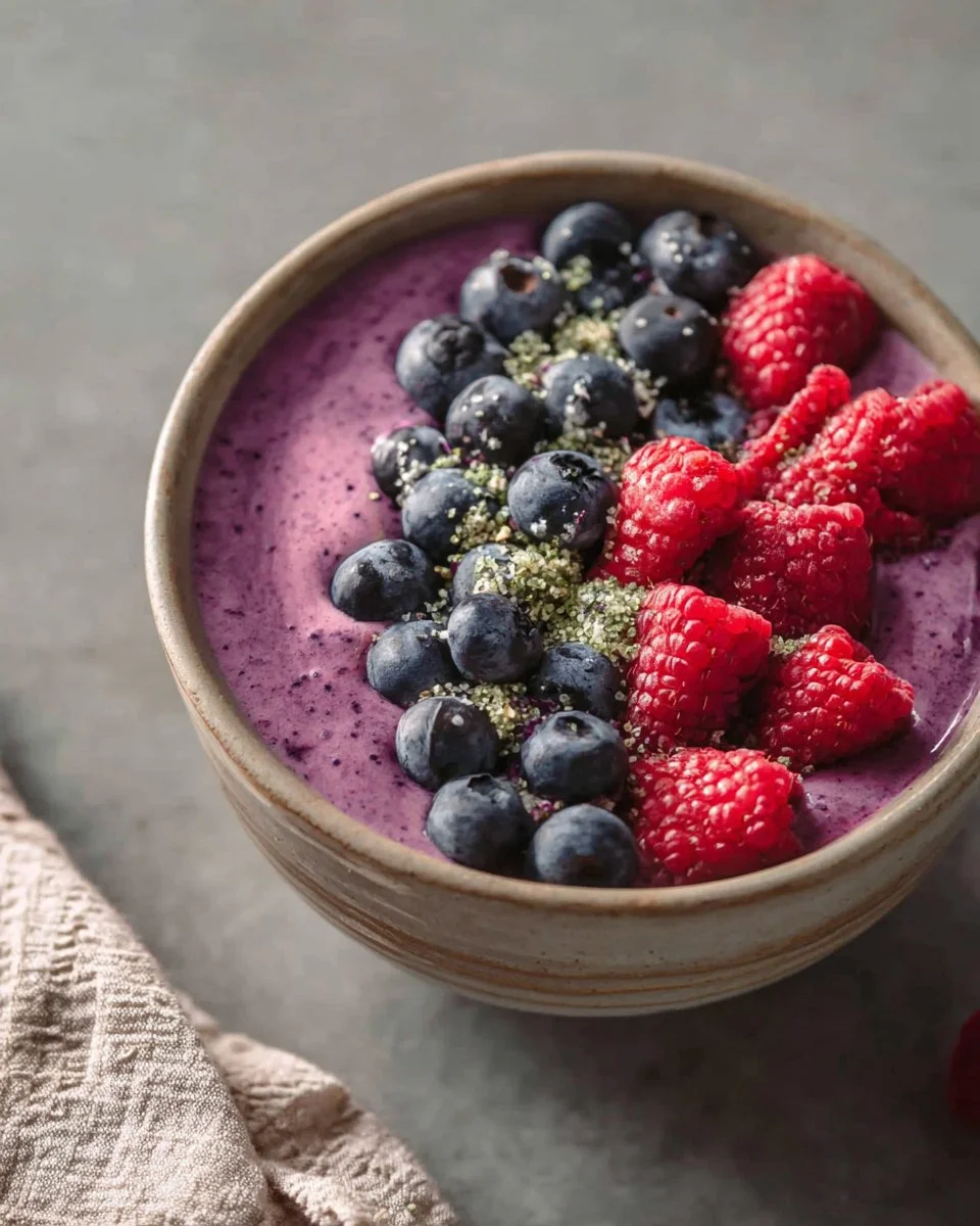 Ninja Creami smoothie bowl topped with fresh fruits and granola