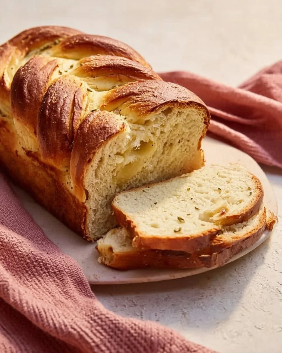 Freshly baked Scandinavian Cardamom Bread loaves with spices and herbs.
