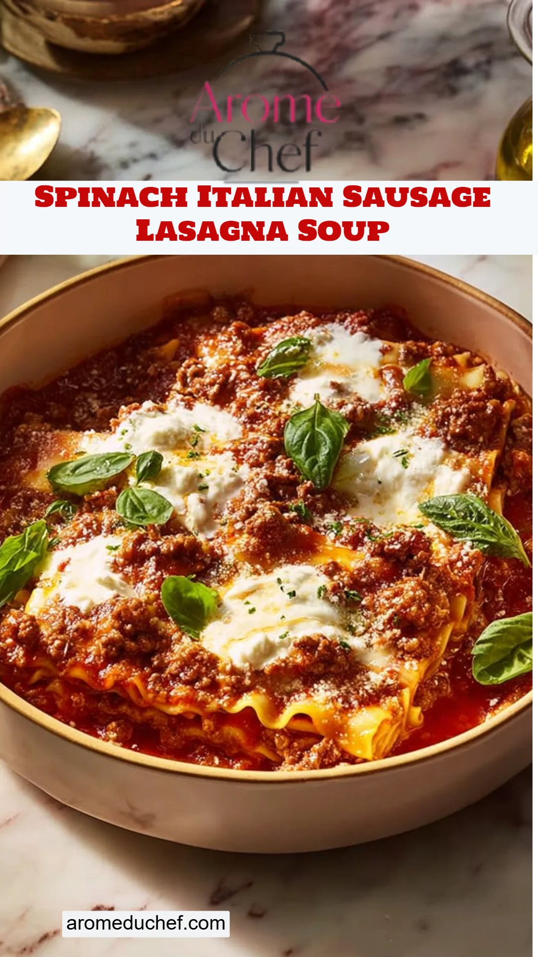 Spinach Italian Sausage Lasagna Soup