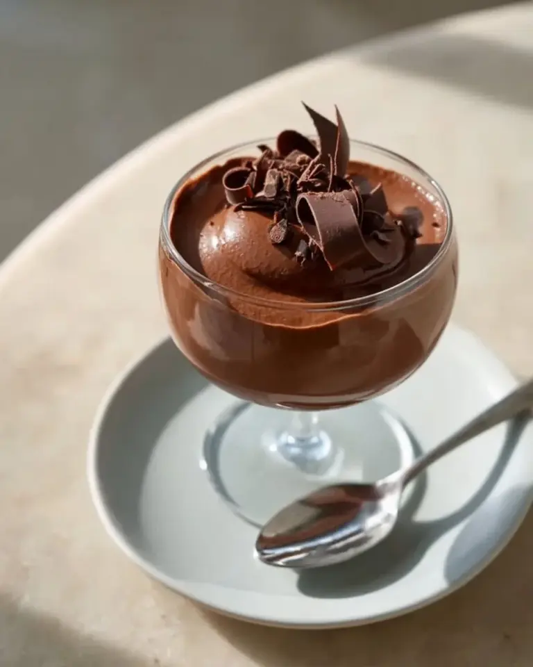 Delicious Tofu Chocolate Mousse topped with berries in a bowl.