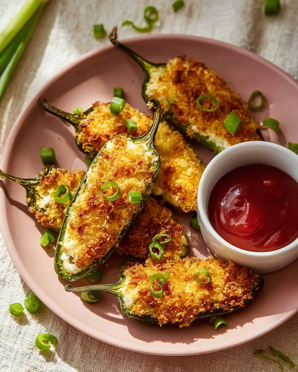 Crispy air fryer jalapeno poppers ready to serve as a spicy appetizer.