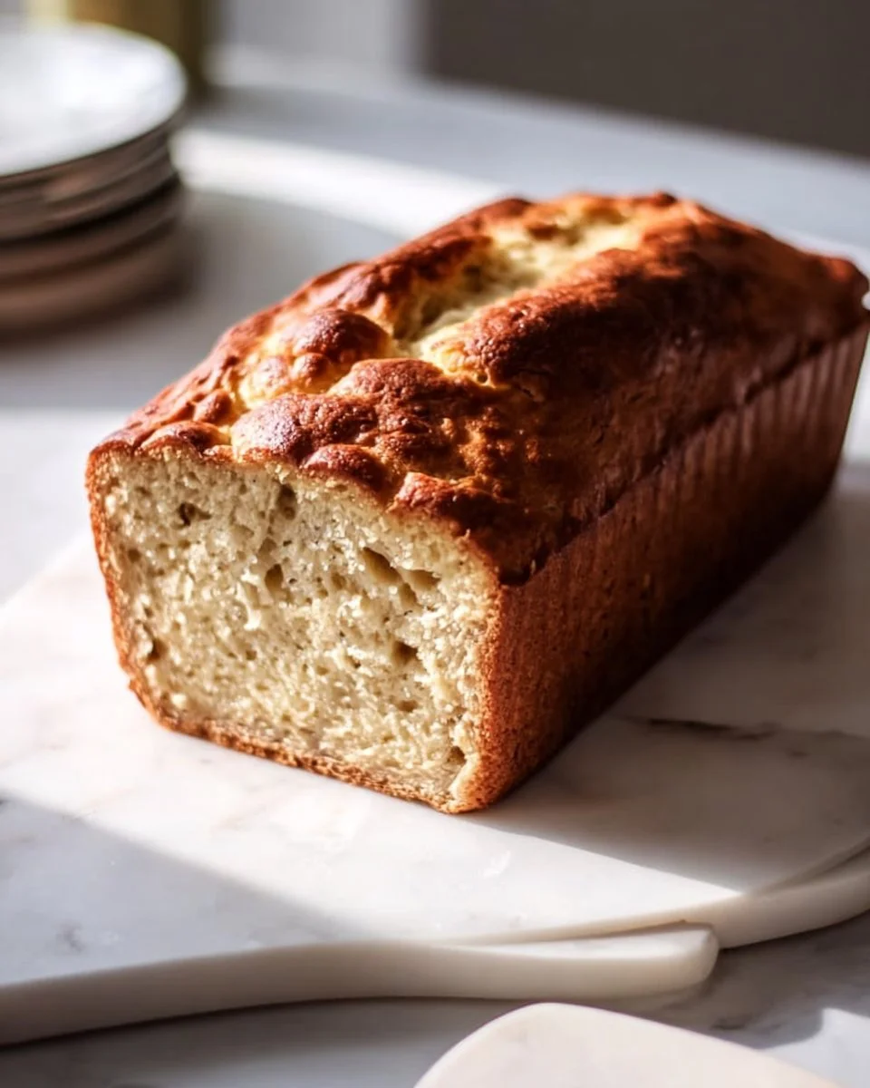 Homemade banana bread made with almond flour on a wooden table.