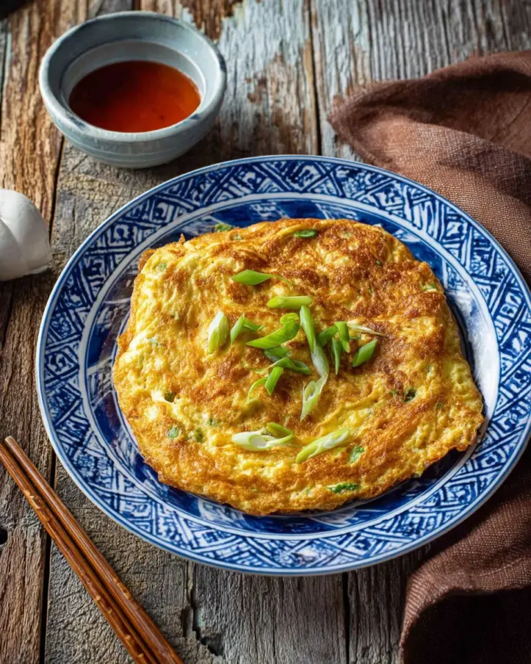 Deliciously cooked Thai omelette served with fresh ingredients.