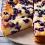 Delicious blueberry cottage cheese breakfast bake in a baking dish