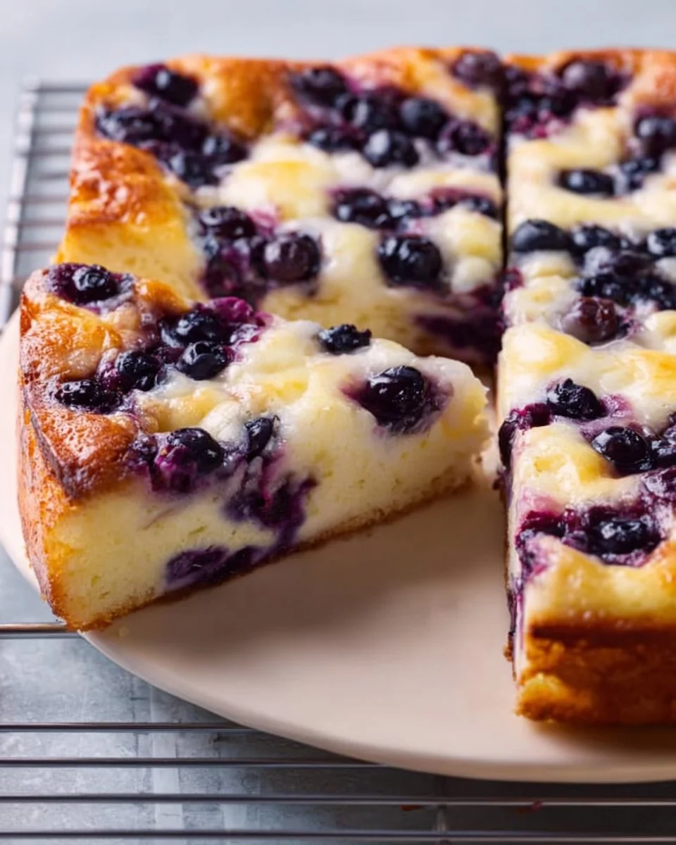 Delicious blueberry cottage cheese breakfast bake in a baking dish