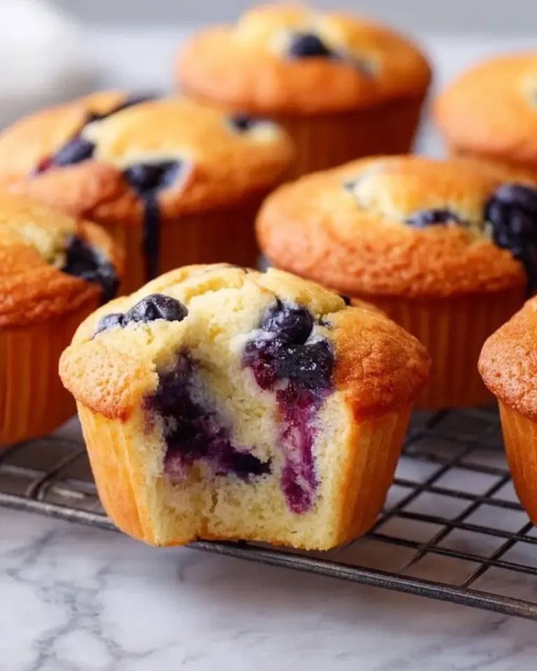 Delicious blueberry muffins with sour cream in a rustic setting