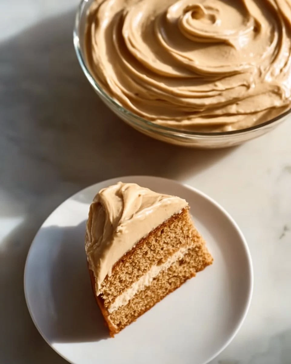 Delicious brown butter frosting spread on a cupcake