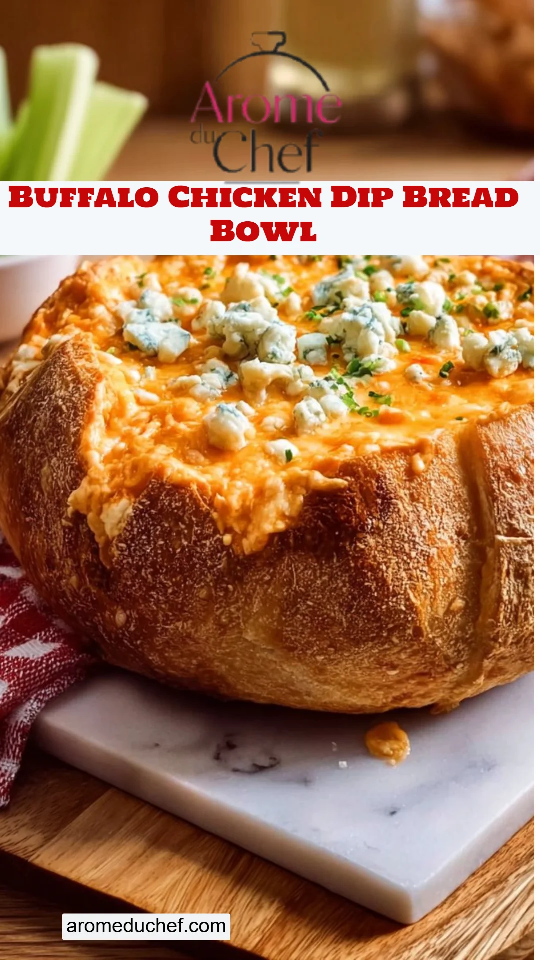 Buffalo Chicken Dip Bread Bowl