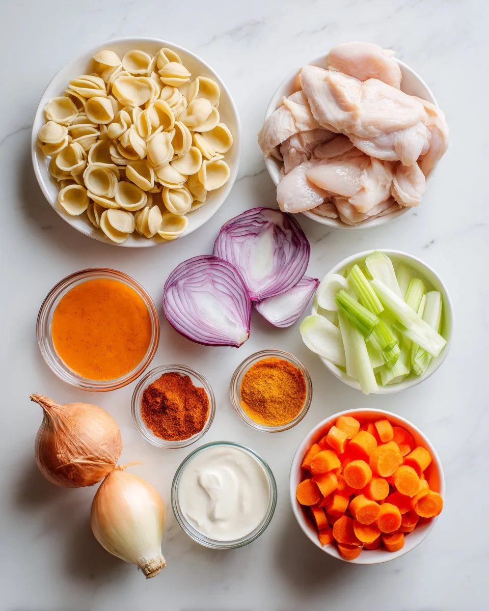 Buffalo Chicken Orecchiette Salad