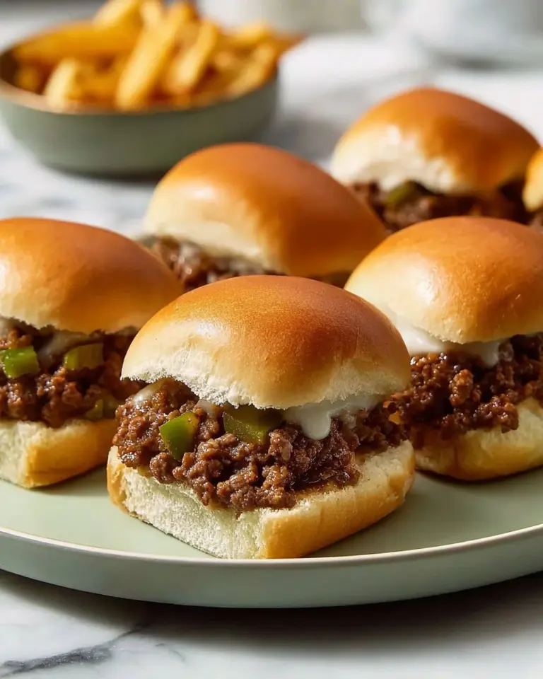 A plate of cheesy sloppy joes topped with melted cheese and served with buns.