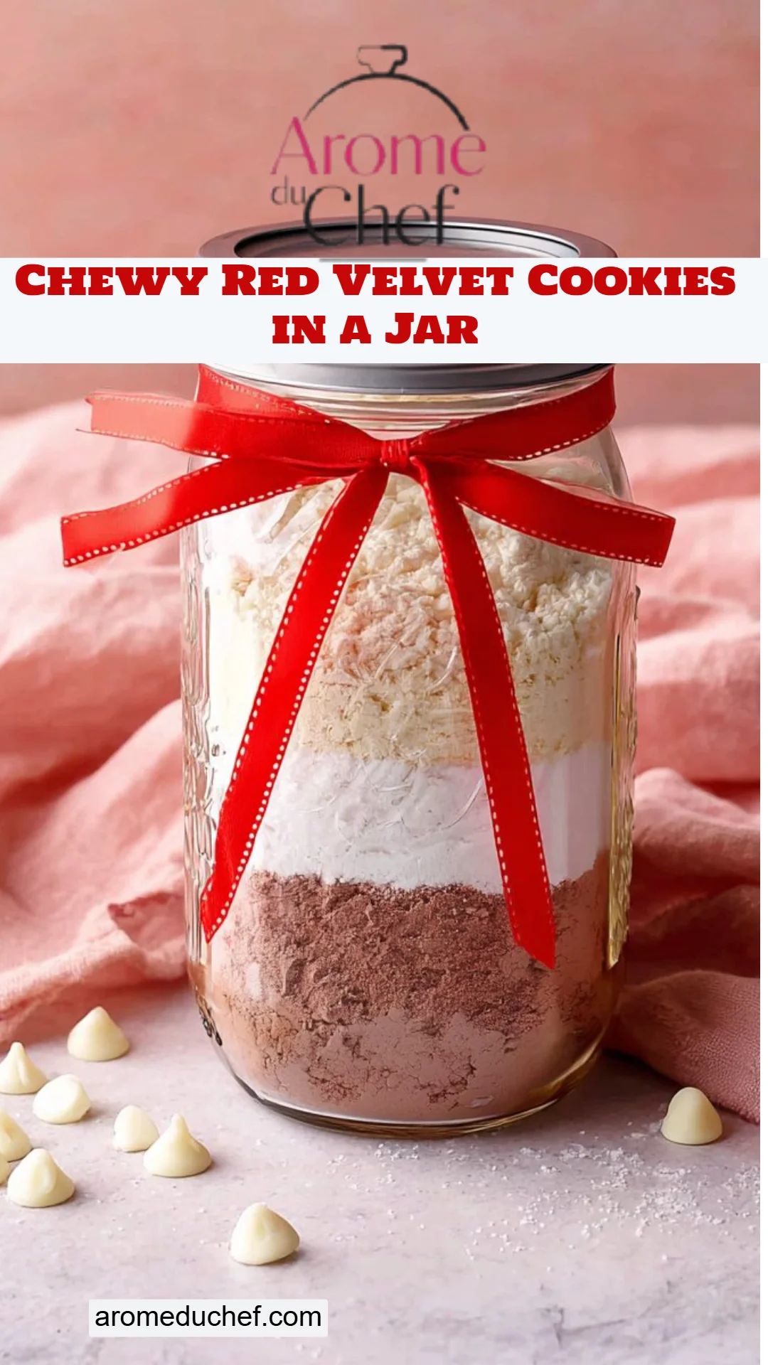 Chewy Red Velvet Cookies in a Jar