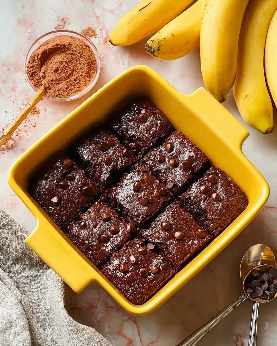 Delicious chocolate banana cacao bars with a rich texture and chocolate topping.