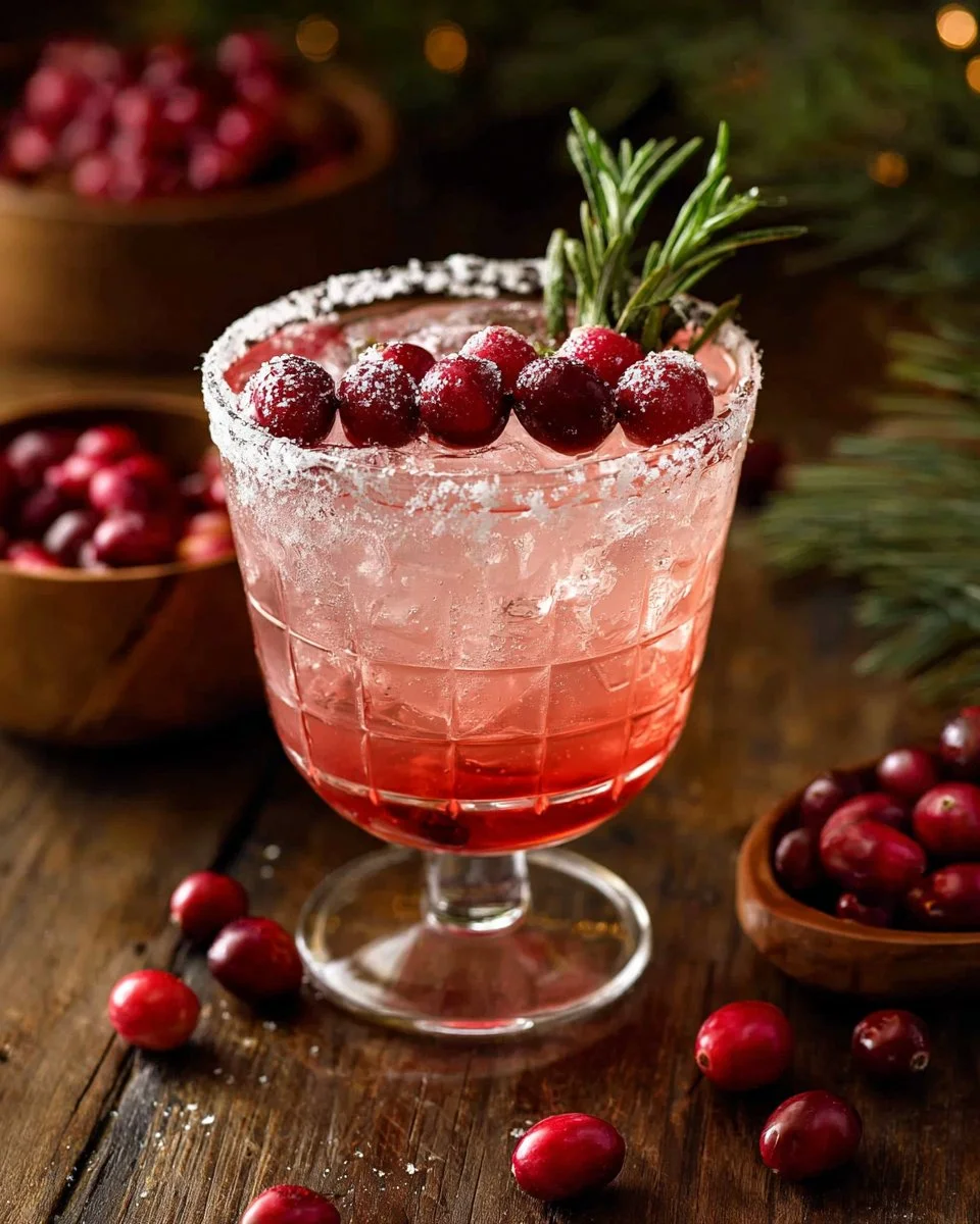 Christmas Gin Fizz cocktail with festive decorations