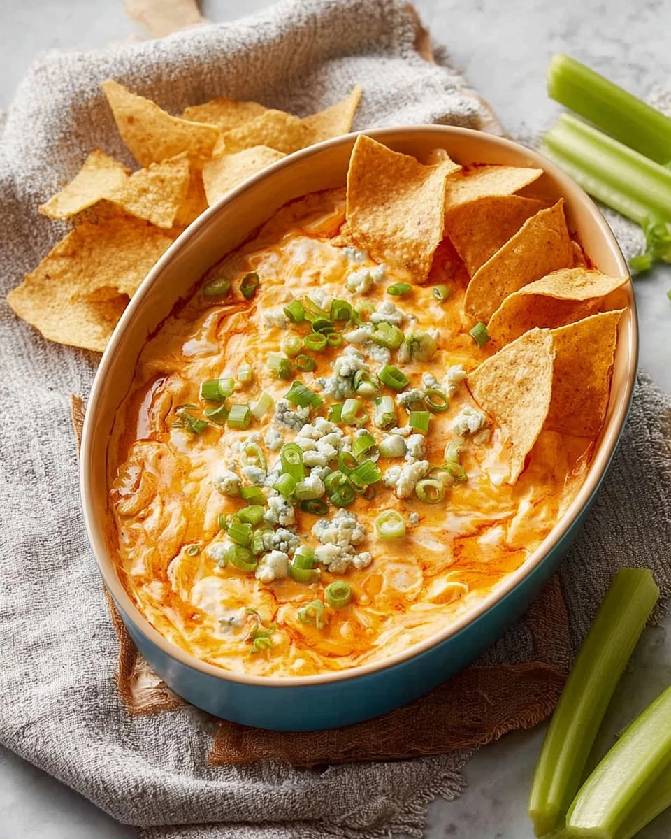 Delicious microwave buffalo chicken dip served in a bowl