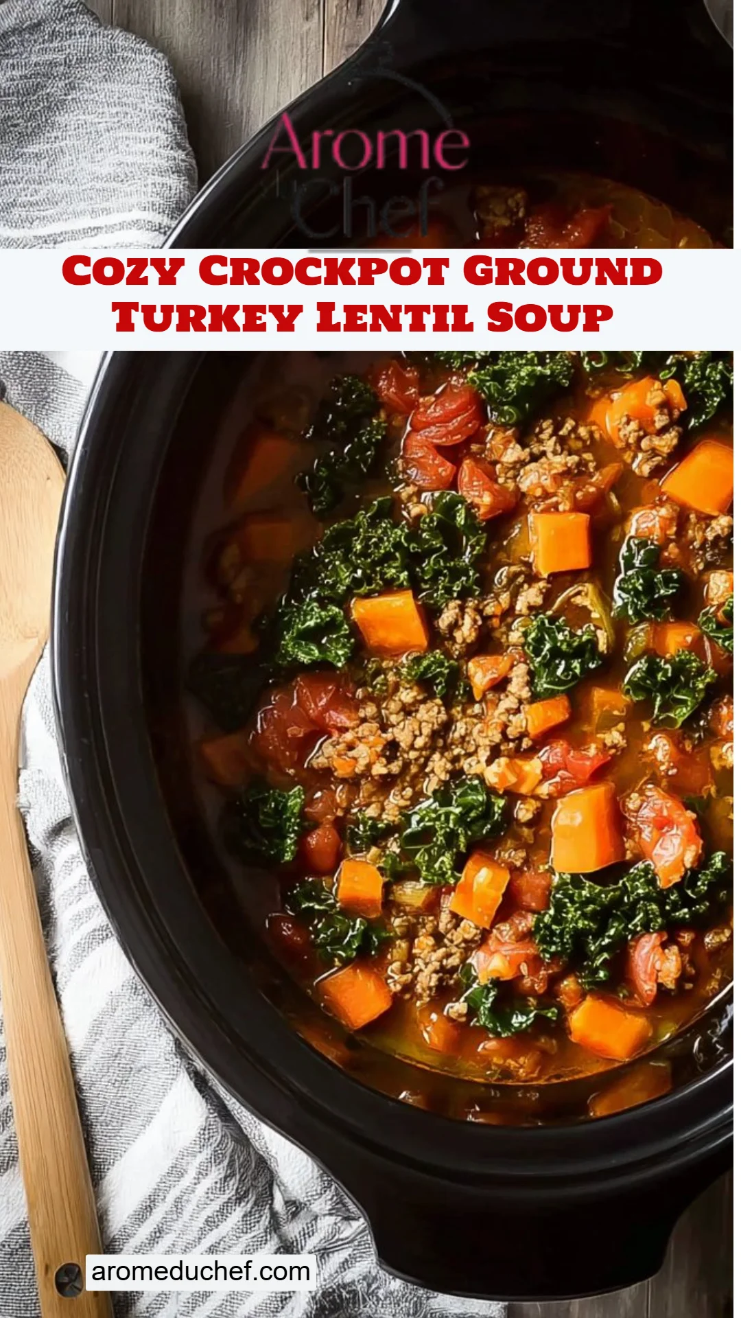 Cozy Crockpot Ground Turkey Lentil Soup