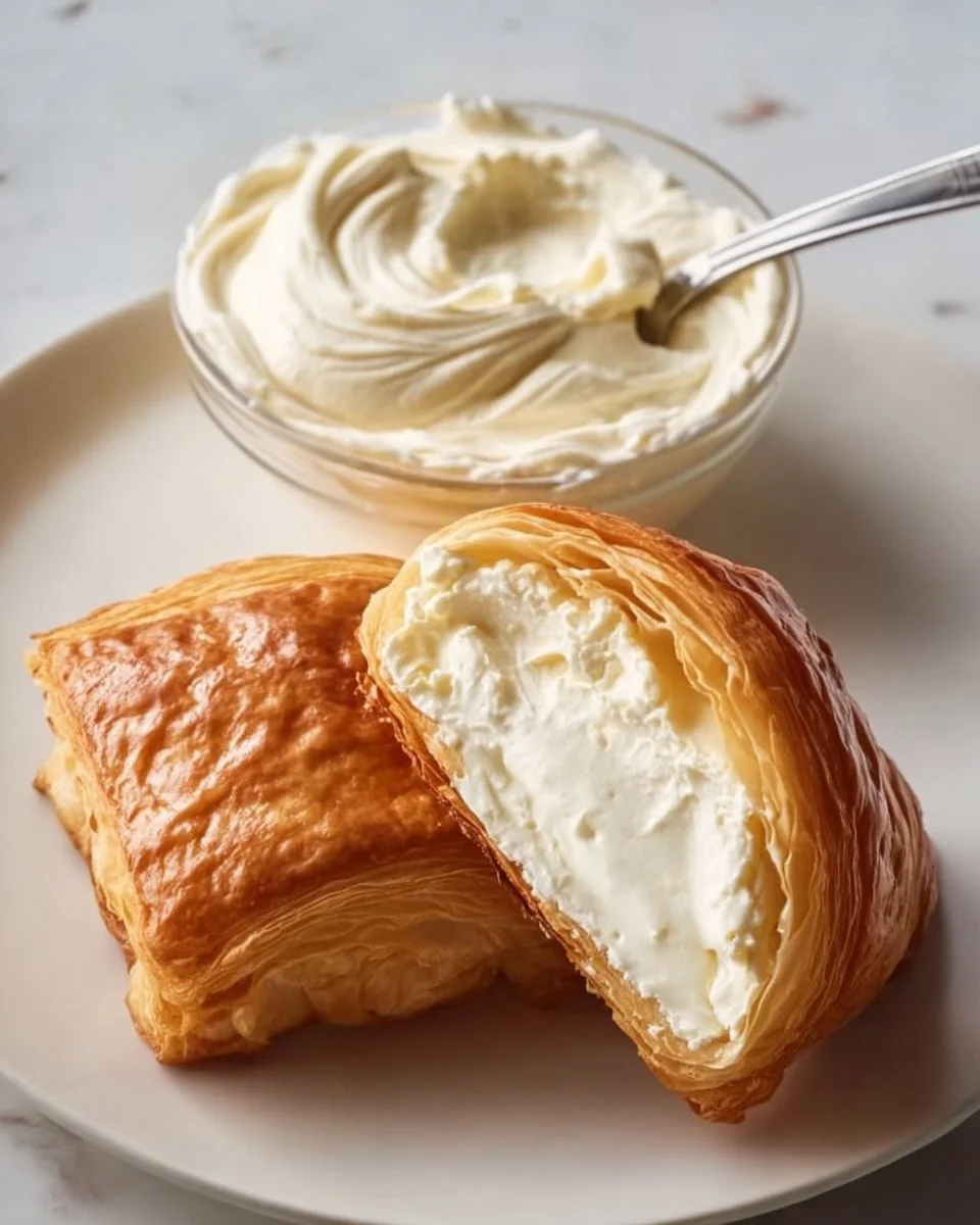 Cream cheese filling in a dessert ready to be served