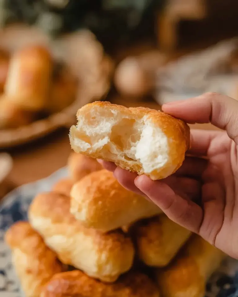 Crisp and airy Chinese doughnuts (Pa Tong Ko) served with dipping sauce.