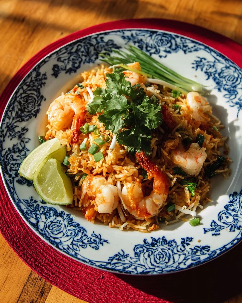 Crispy Pad Thai noodles with two luscious sauces served in a bowl