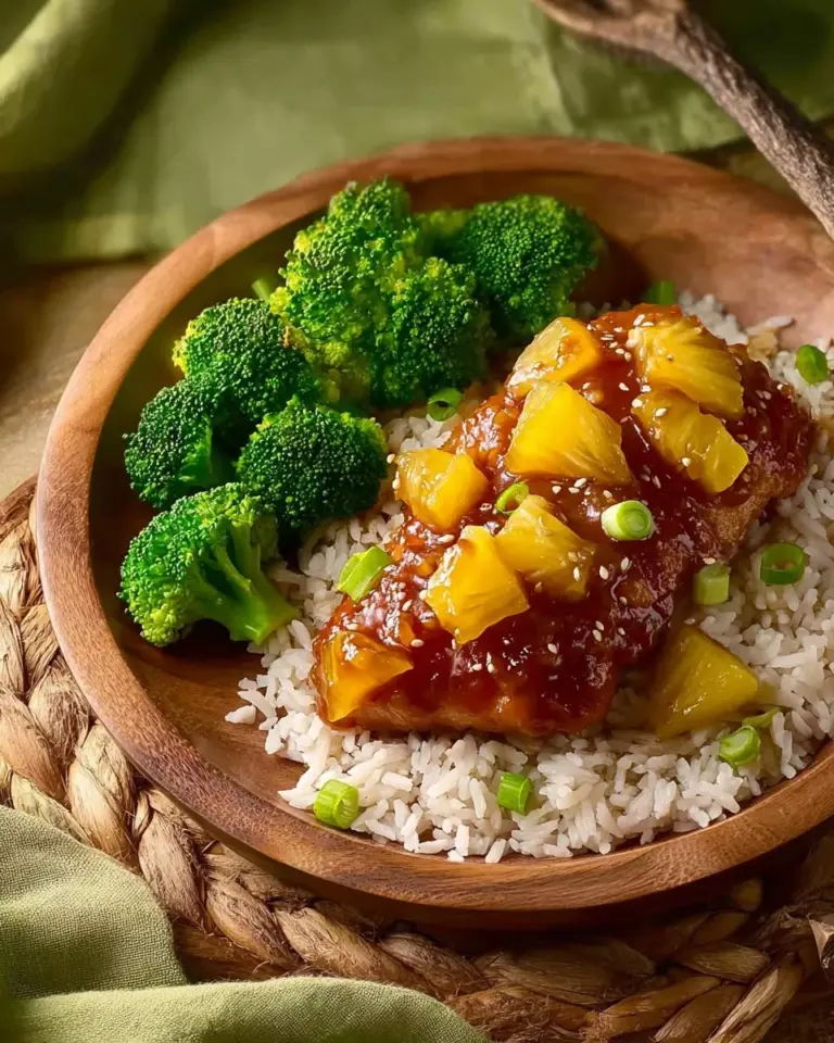 Crockpot Pineapple Teriyaki Chicken with vibrant vegetables