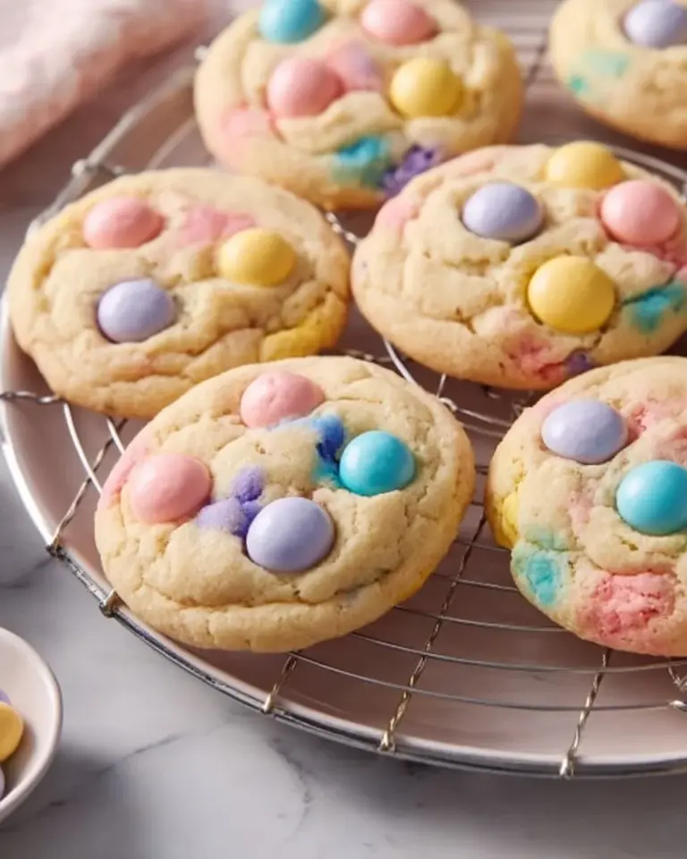 Easter Funfetti Cookies decorated with colorful sprinkles and festive designs