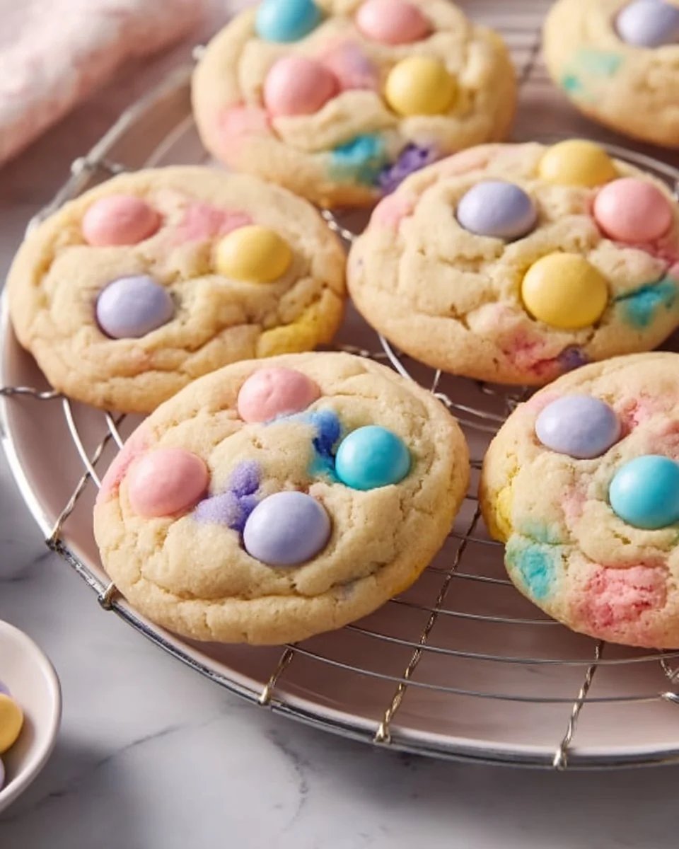 Easter Funfetti Cookies decorated with colorful sprinkles and festive designs