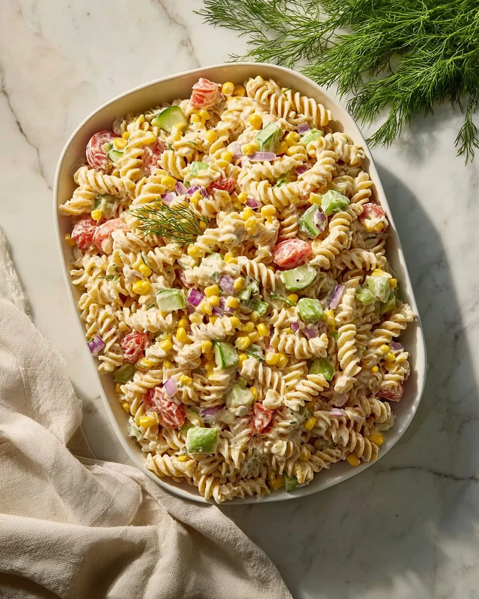 Easy High Protein Cottage Cheese Tuna Pasta Salad