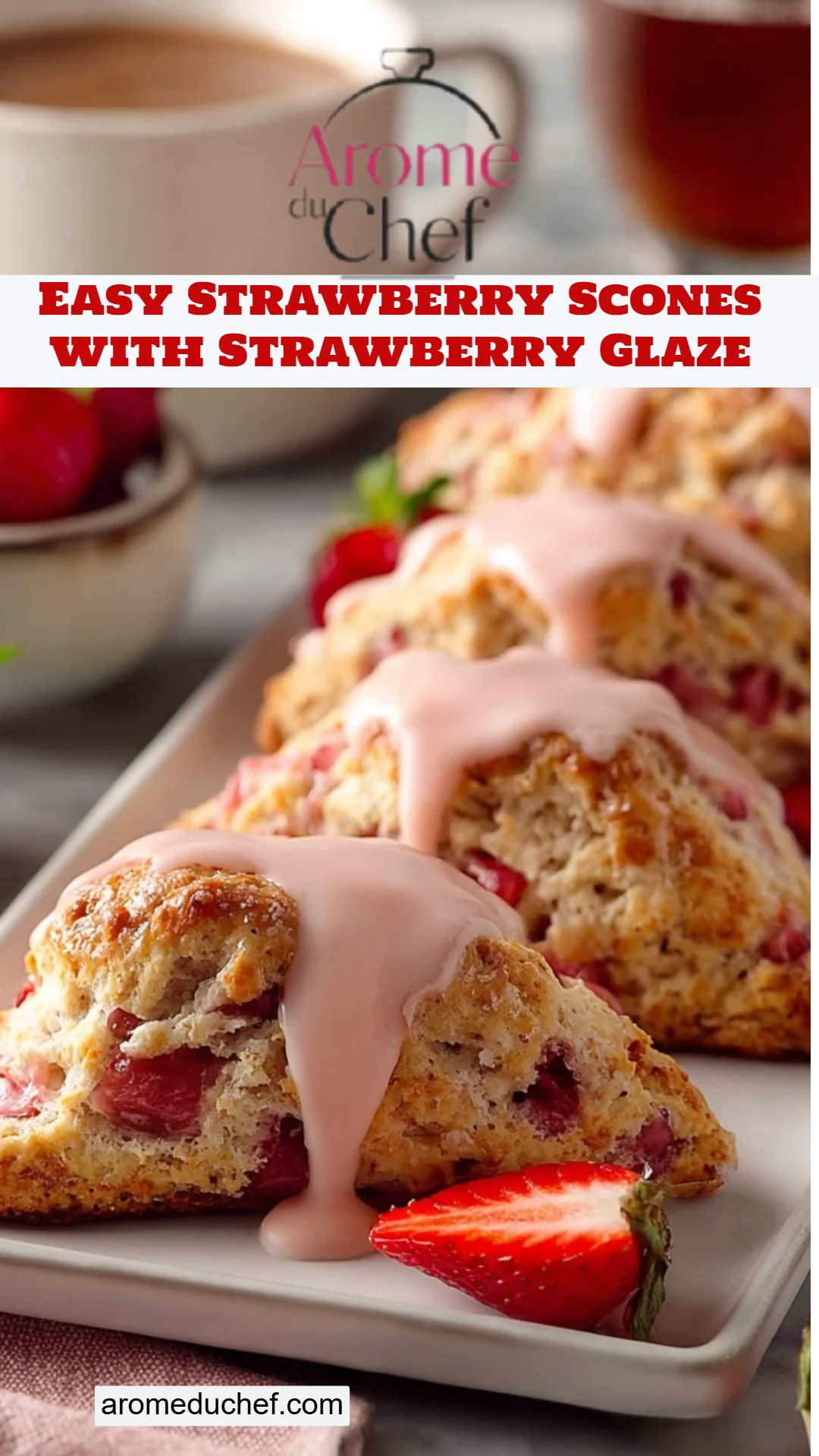 Easy Strawberry Scones with Strawberry Glaze