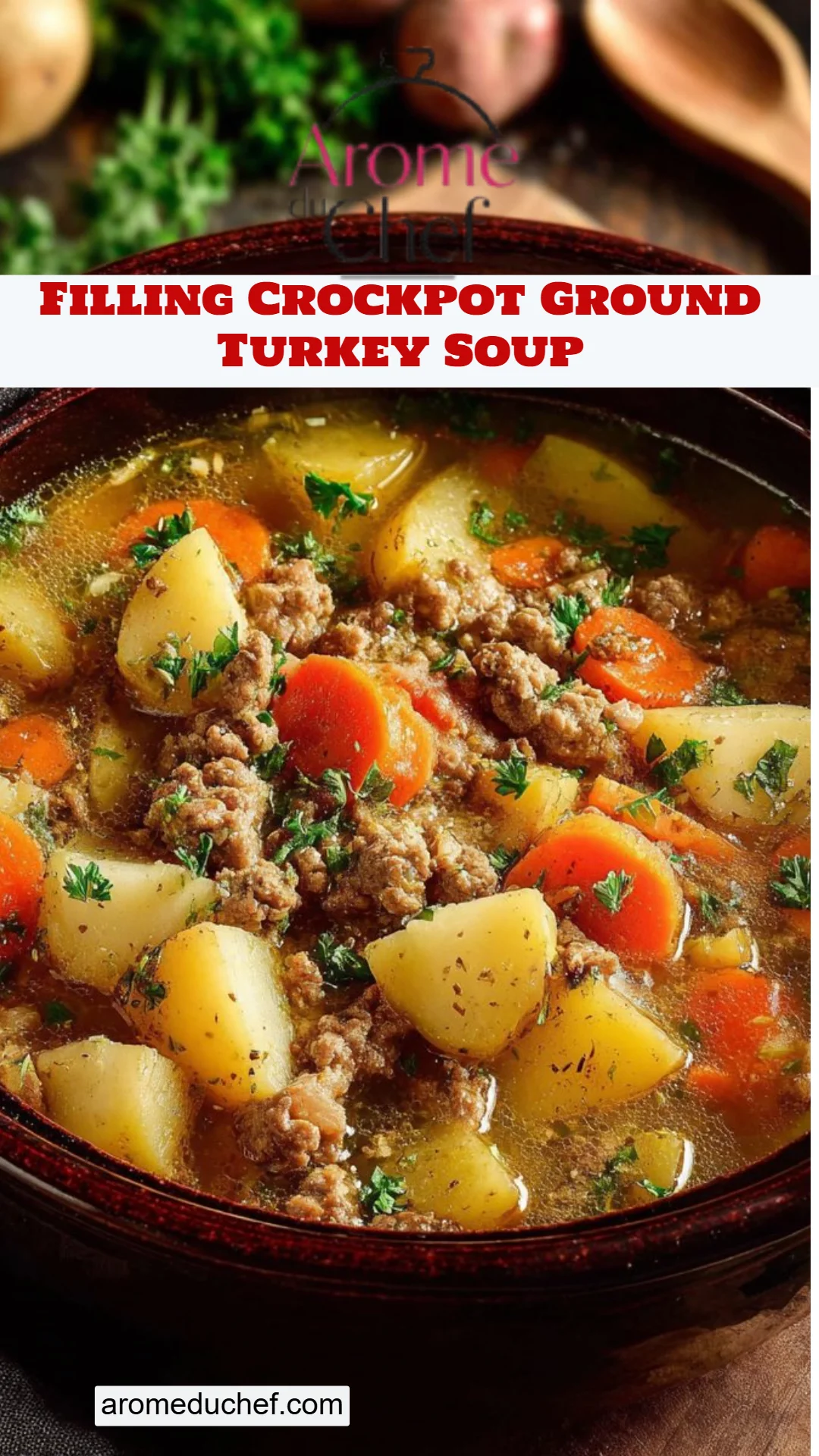 Filling Crockpot Ground Turkey Soup