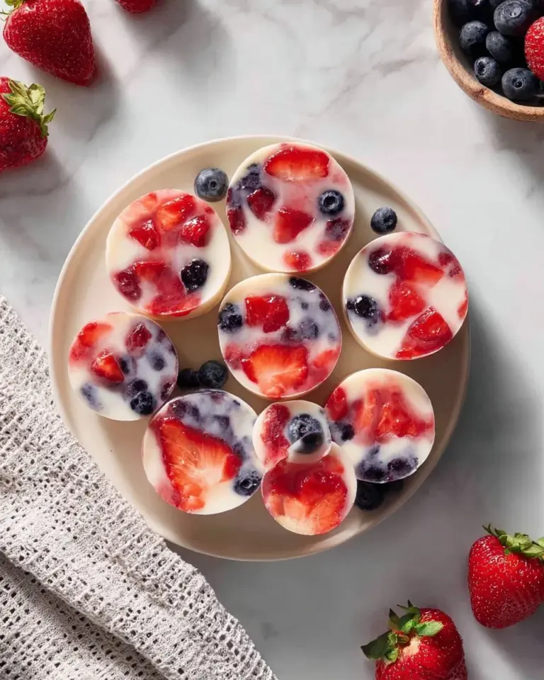 Delicious frozen yogurt berry bites topped with fresh berries