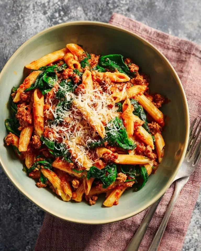 Delicious gluten free pasta with ground turkey in a savory sauce