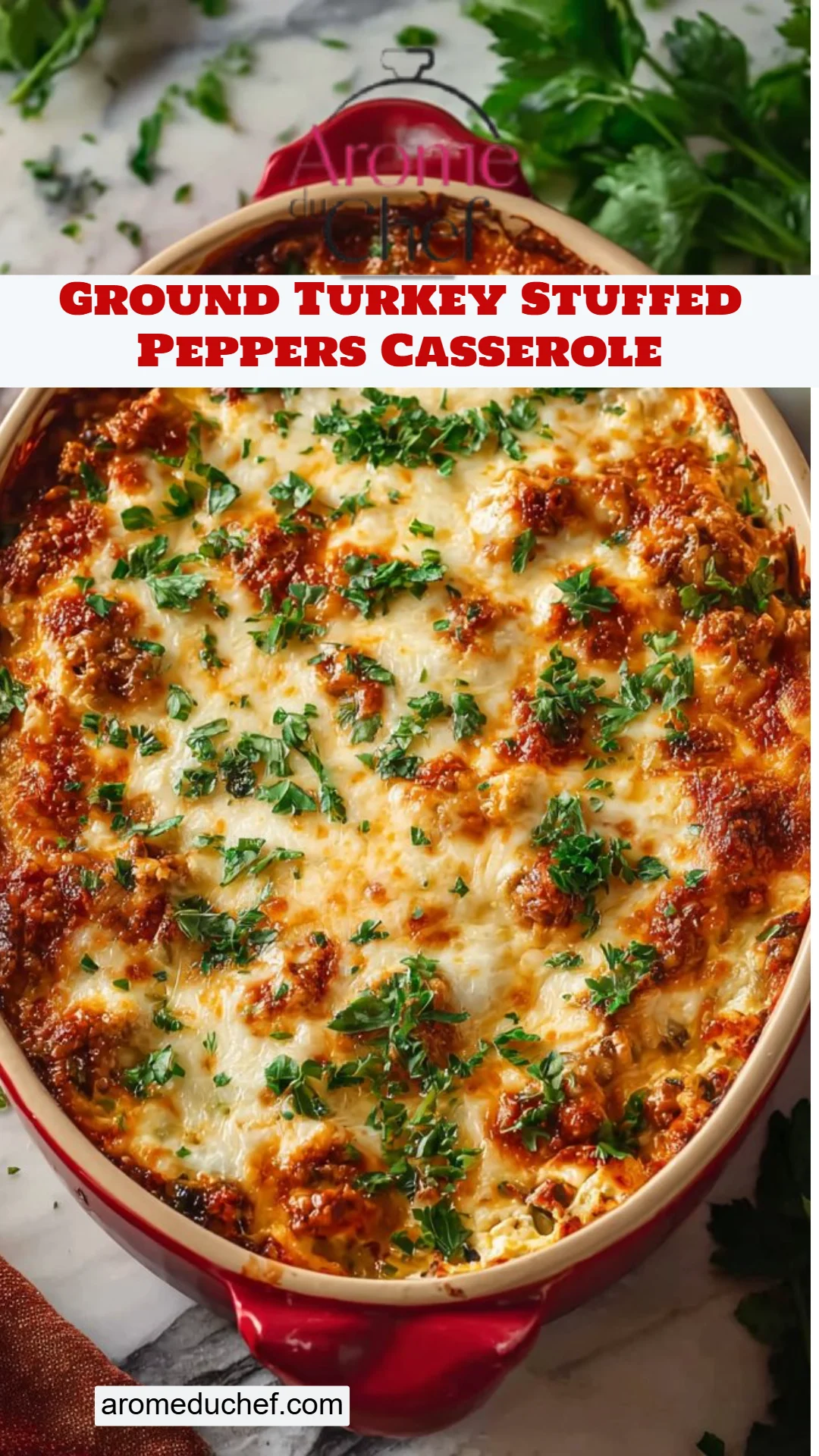 Ground Turkey Stuffed Peppers Casserole