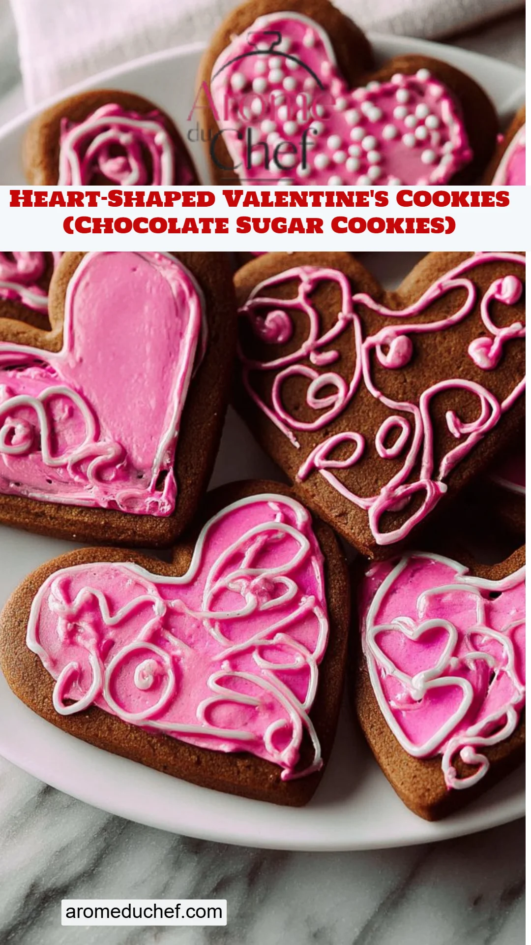 Heart-Shaped Valentine's Cookies (Chocolate Sugar Cookies)