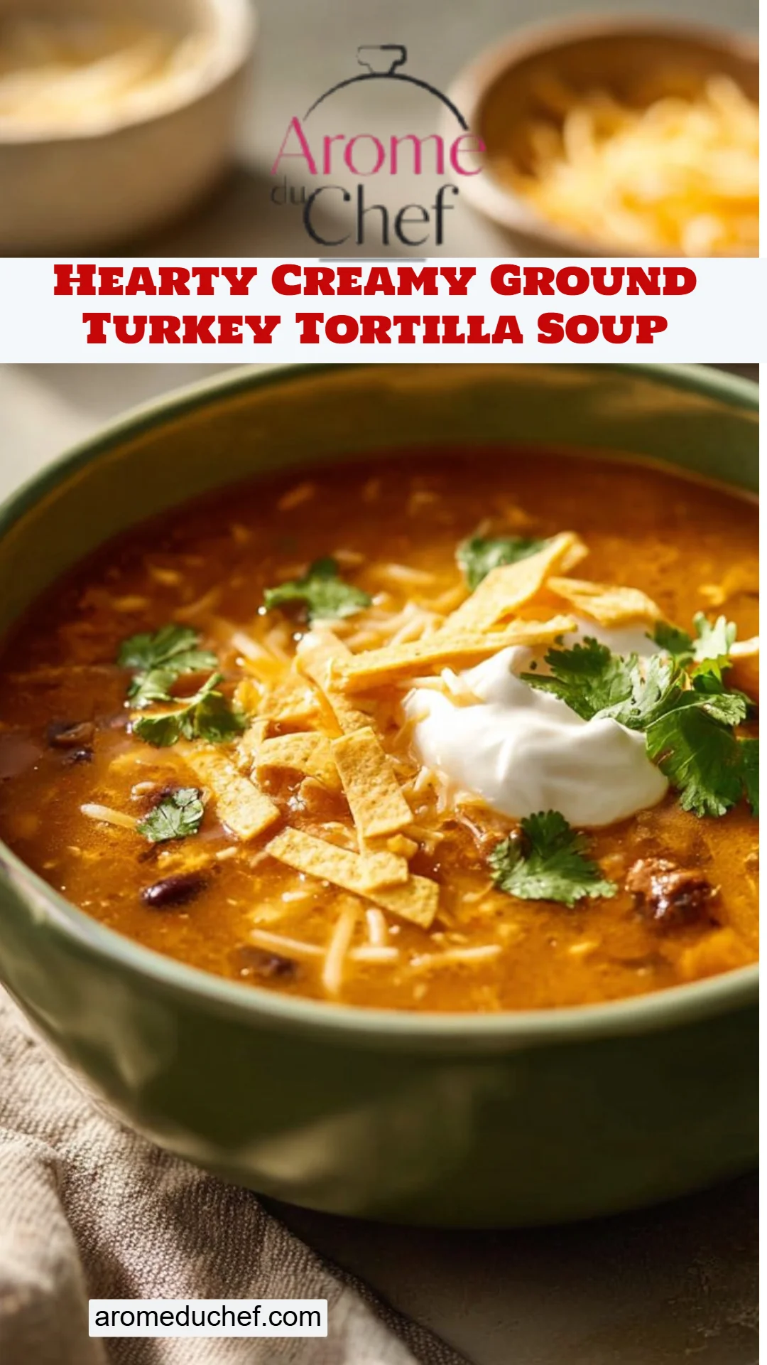 Hearty Creamy Ground Turkey Tortilla Soup