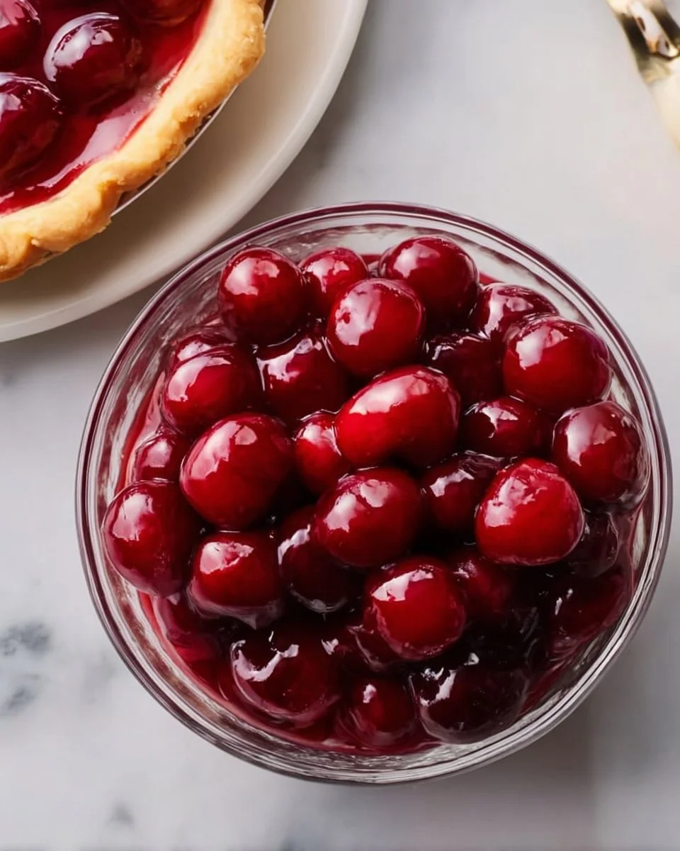 Delicious homemade cherry pie filling in a bowl ready for baking.