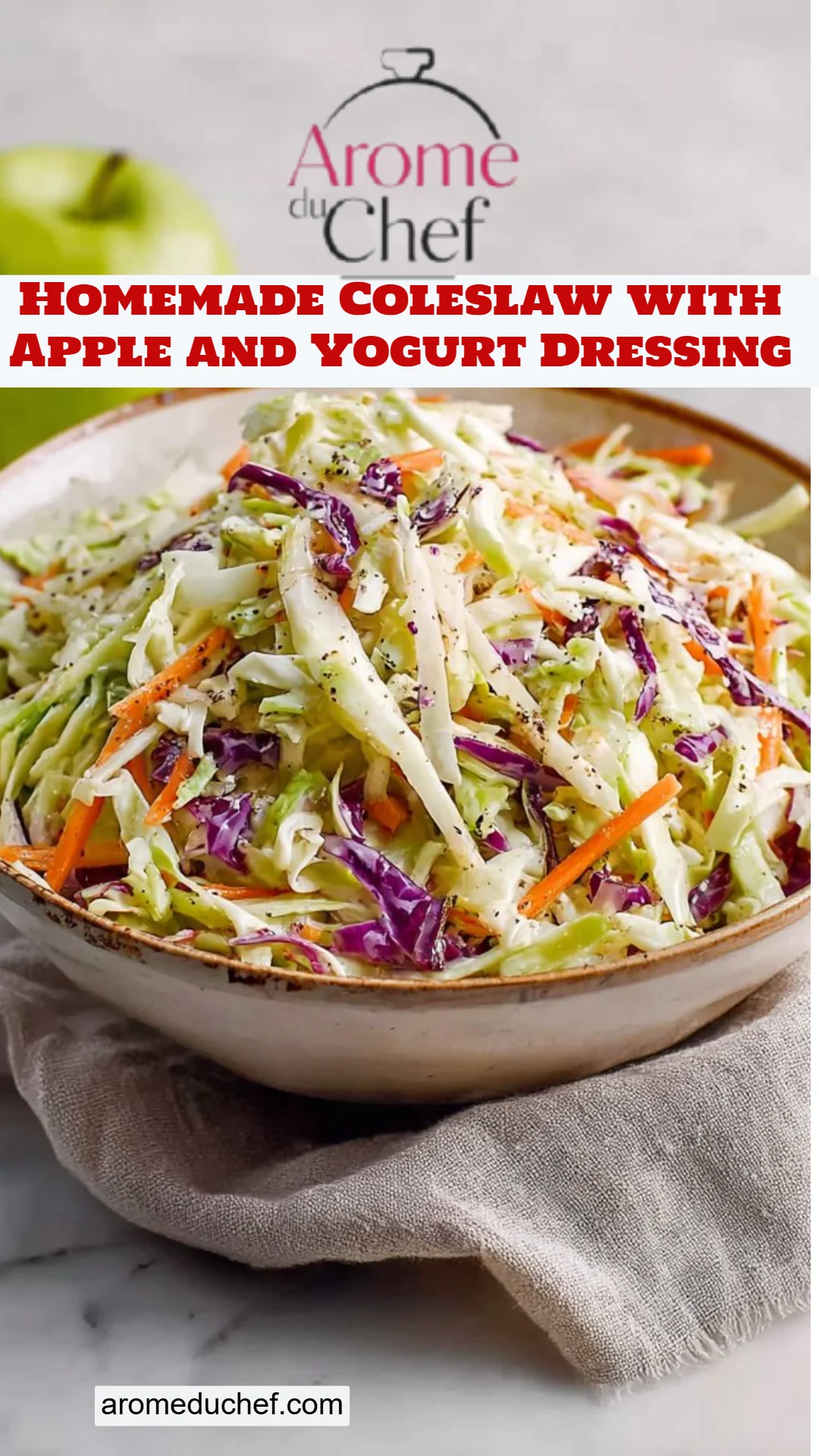 Homemade Coleslaw with Apple and Yogurt Dressing