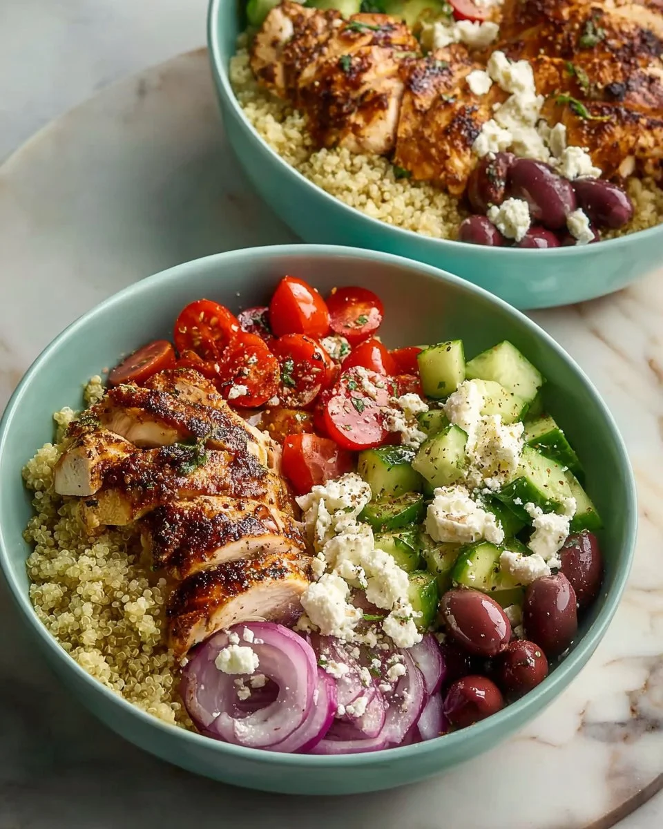 Delicious Homemade Greek Chicken Bowl with fresh ingredients