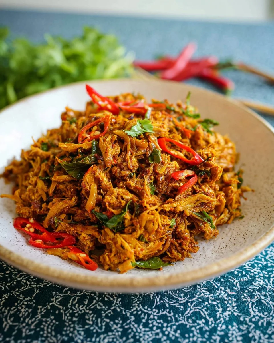 Plate of Hot Thai Tuna garnished with herbs and spices