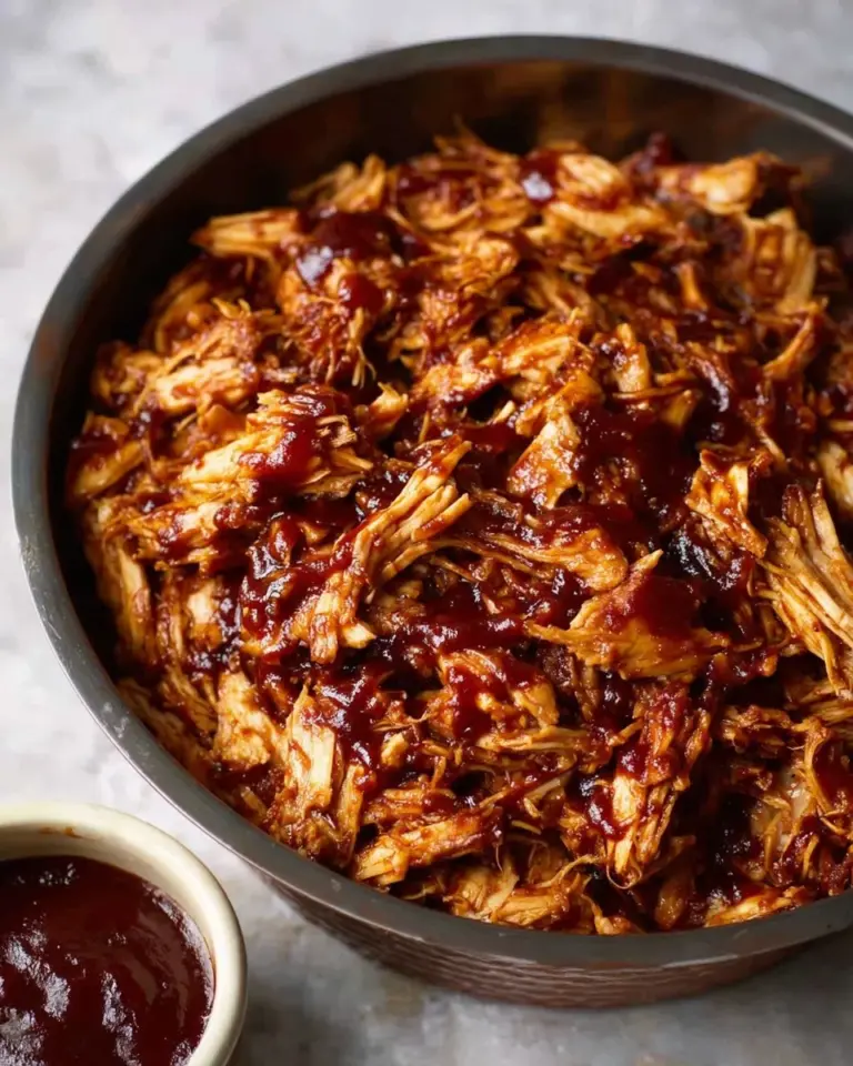 Delicious Instant Pot BBQ shredded chicken served in a bowl