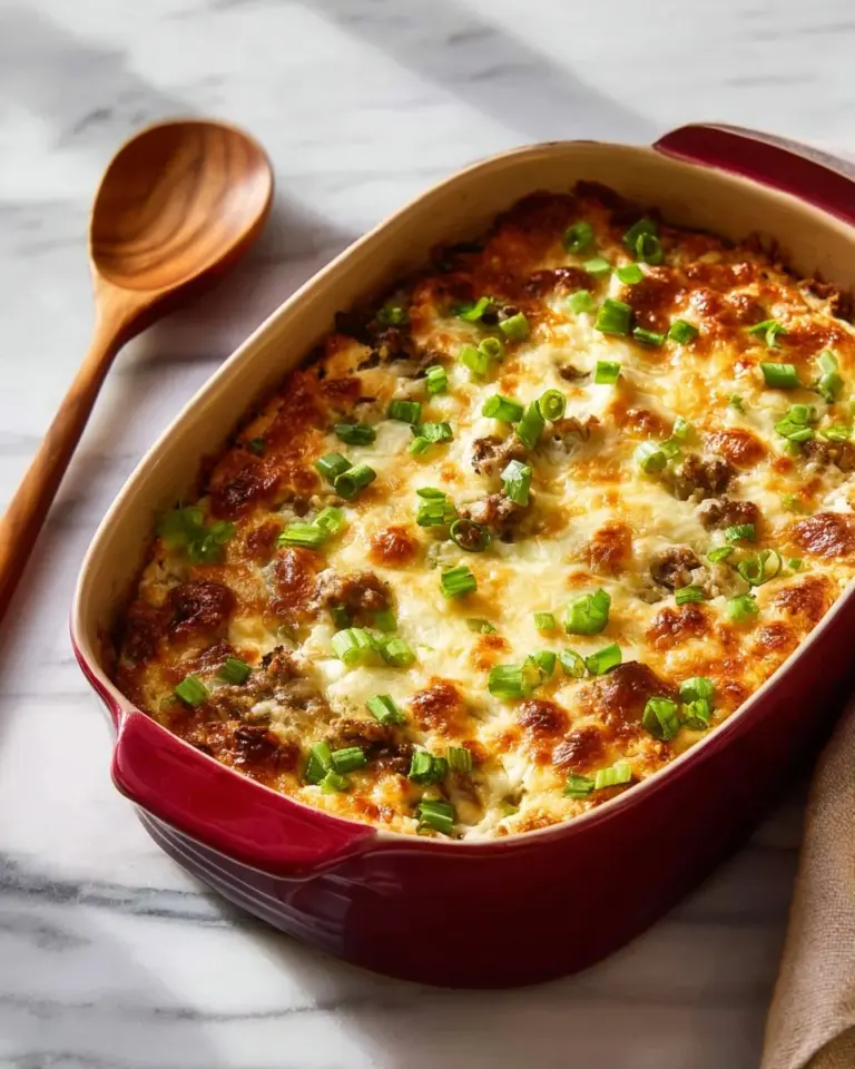 Delicious gluten free ground turkey casserole topped with cheese and herbs