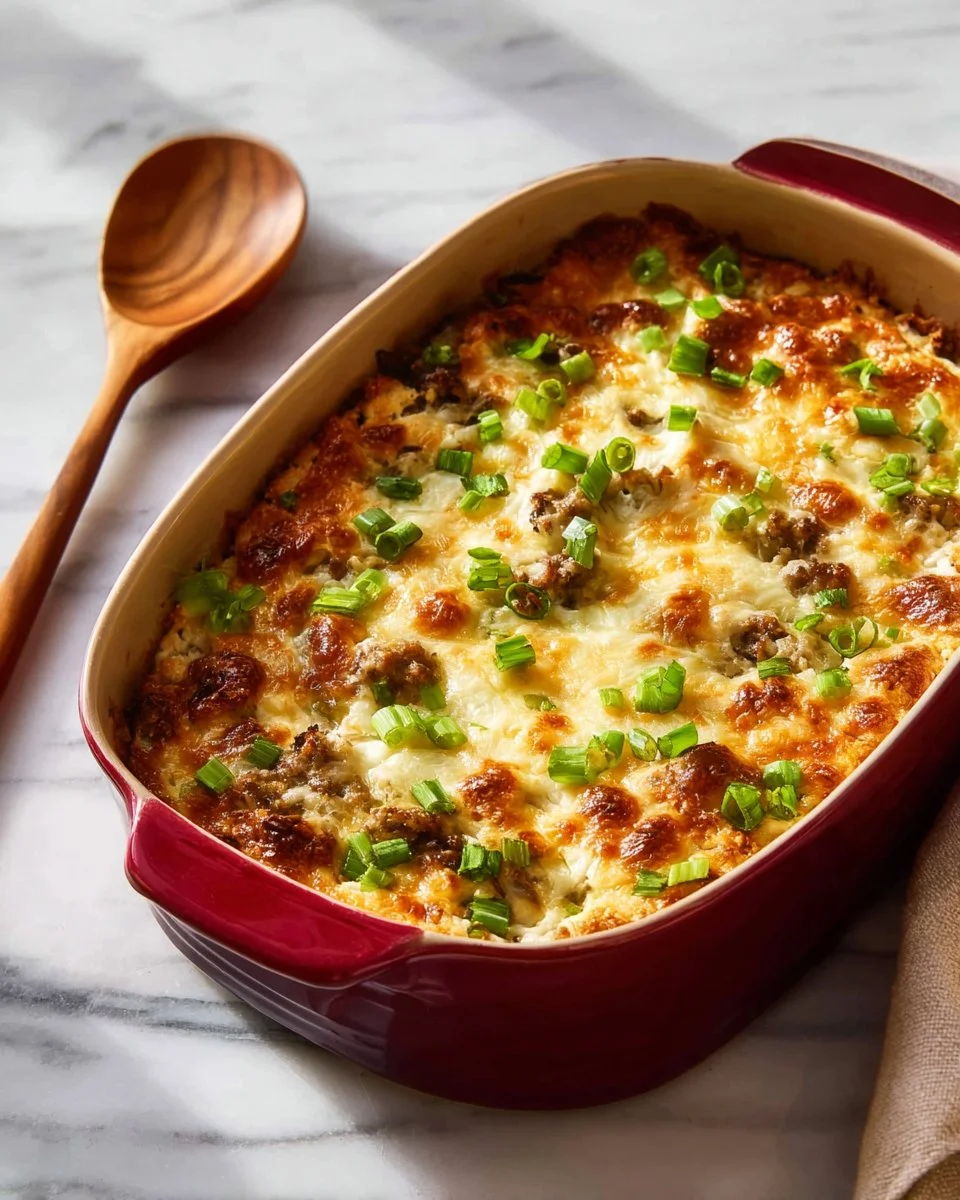 Delicious gluten free ground turkey casserole topped with cheese and herbs