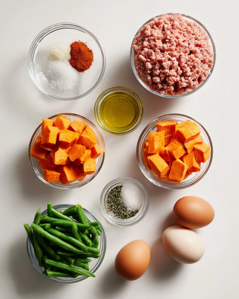 Juicy Ground Turkey with Green Beans and Sweet Potato