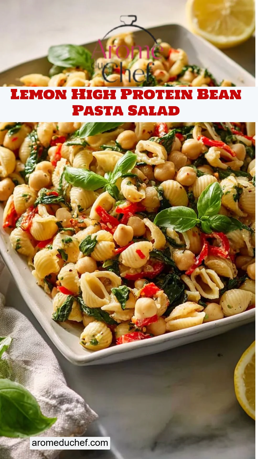 Lemon High Protein Bean Pasta Salad